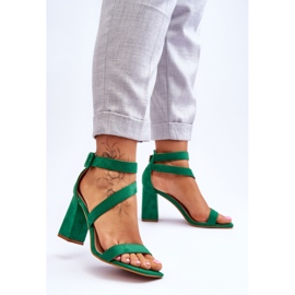FB2 Damsandaler med hög klack i mocka Gröna banor 2