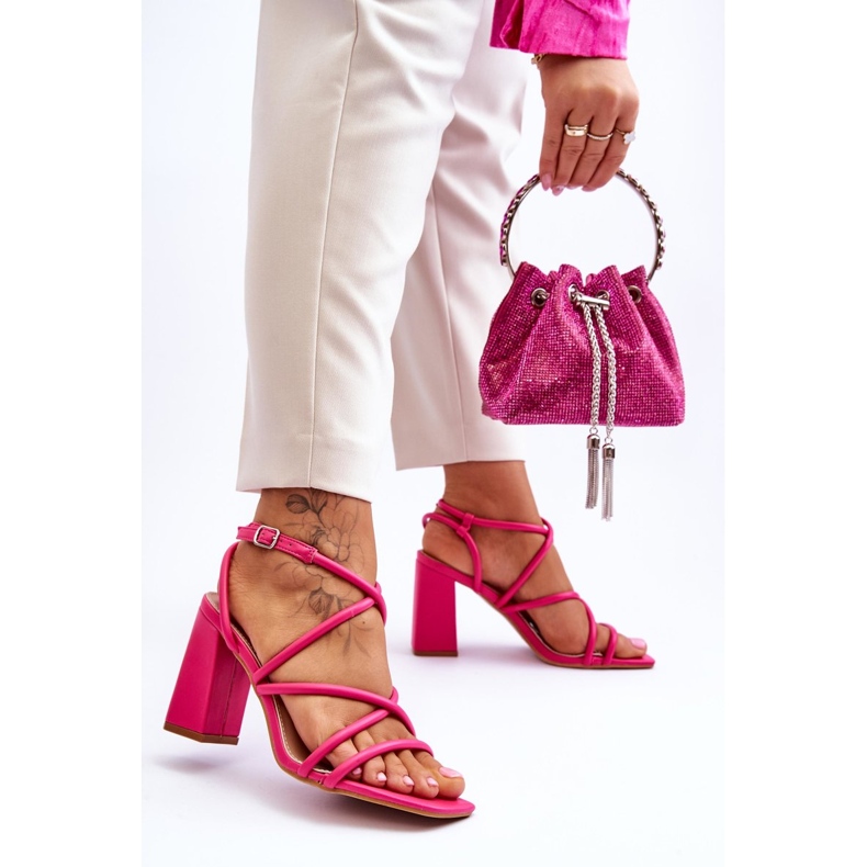 FJ1 Klassiska högklackade sandaler Fuchsia Lucetta rosa 2