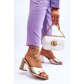 Klassiska tofflor i läder, guld Loara gyllene 2