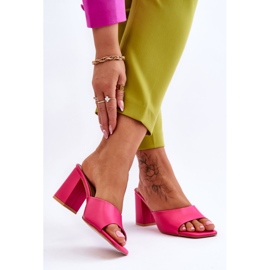 FJ1 Klassiska lädertofflor för damer Fuchsia Loara rosa 2