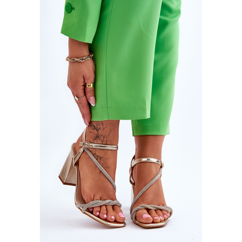 Sandaler med zirkoner Guld Carlotta högklackat gyllene 1