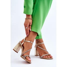 Sandaler med zirkoner Guld Carlotta högklackat gyllene 2