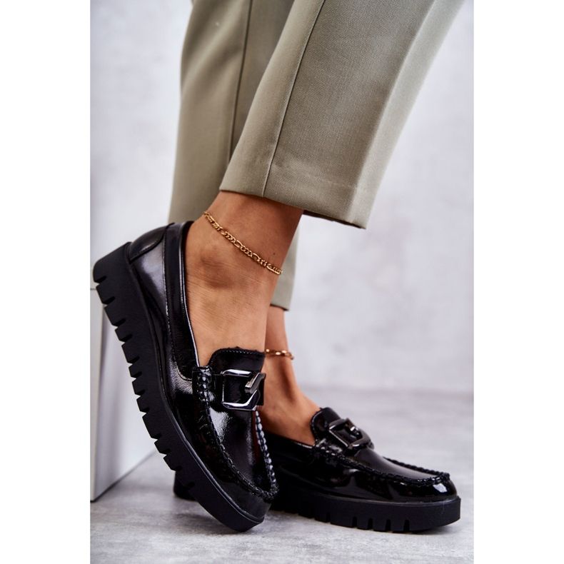 Sergio Leone Lackade Loafers På Svarta Kjersti Plattformen 4