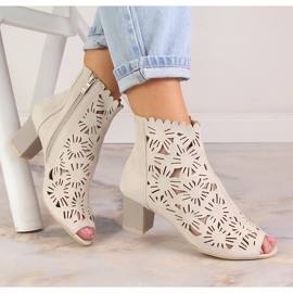 M. DASZYŃSKI Kvinnors genombrutna peep toe boots beige M.Daszyński MR1954-10 1