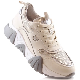 Sportskor i läder för dam i beige Filippo DP4516 1