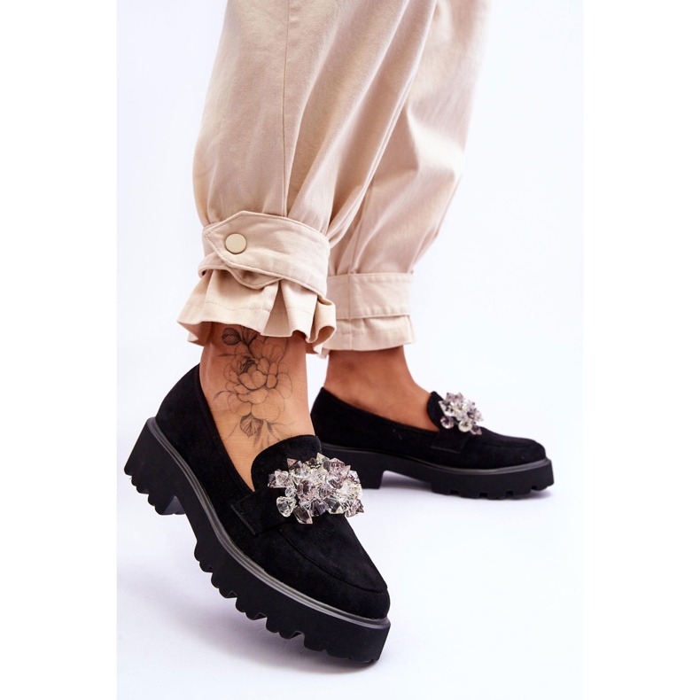 FB2 Damutsmyckade plattformsloafers Svart Brenda 2