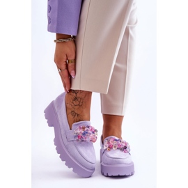 FB2 Kvinnors plattform Loafers med utsmyckningar Lila Brenda purpur 1