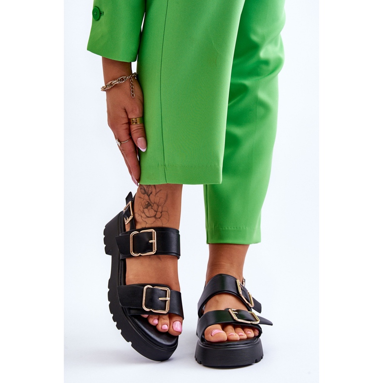 FB2 Skinnbekväma sandaler Svart Alayah 1