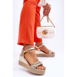 FB2 Klassiska lädersandaler Guld Denisse gyllene 2