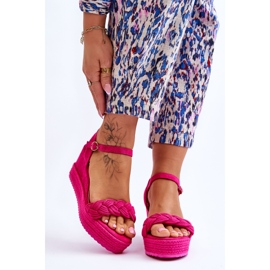 FB2 Klassiska Fuchsia Denisse Mocka Wedge Sandaler rosa 1
