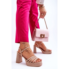 Platformsandaler i mocka för kvinnor Beige Verda brun 2