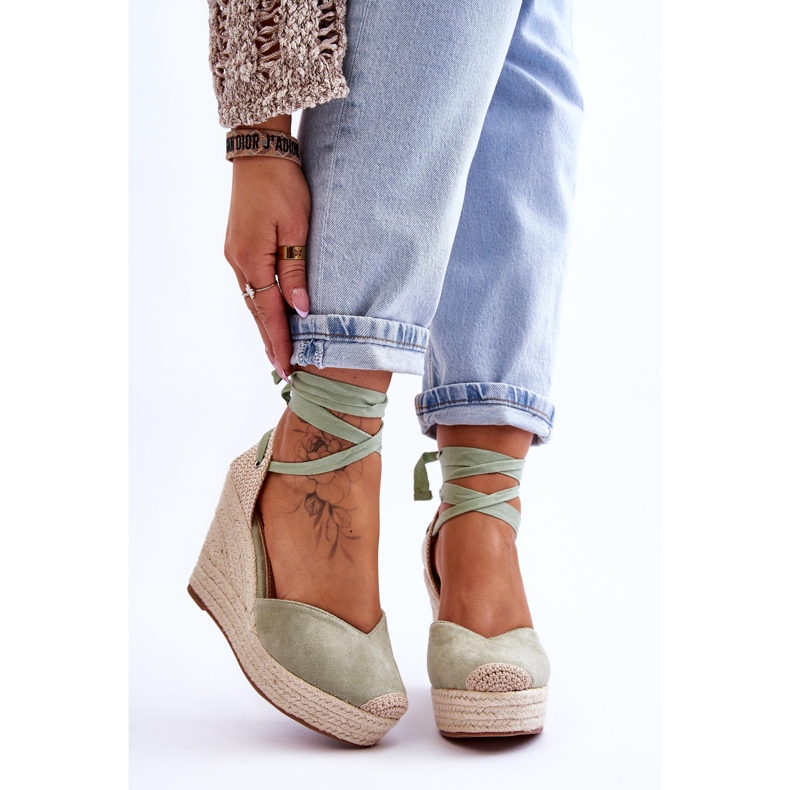 Damsandaler med snörning, grön Bethany 1