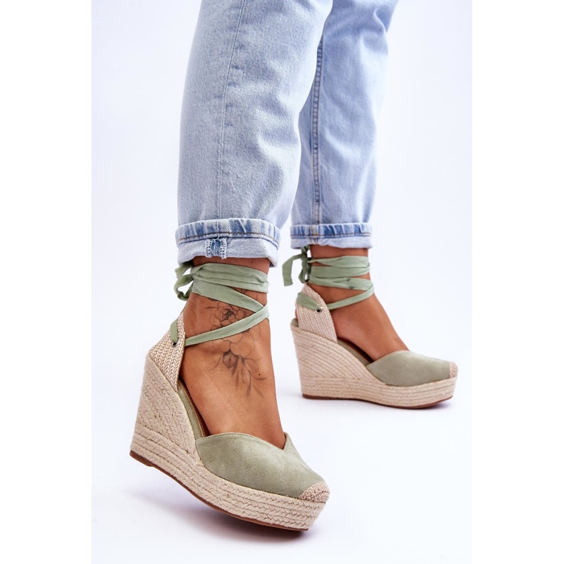 Damsandaler med snörning, grön Bethany 2