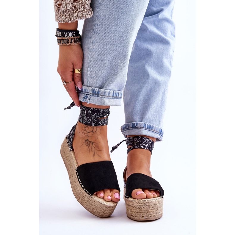 Mocka Wedge Sandaler Svart Livia 1