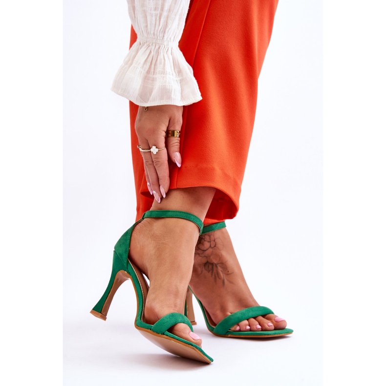 Mocka kvinnors gröna Rousses sandaler med hög klack 2
