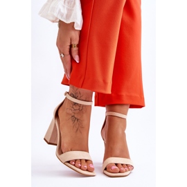 Damsandaler På Stabil Klack Beige Lavissa brun 1