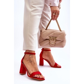 FJ1 Damsandaler På Stabil Klack Röd Lavissa 2