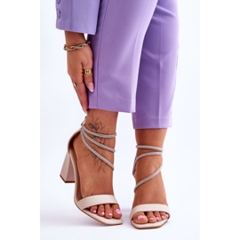 FJ1 Fashionabla sandaler med zirkoner Beige Carma brun 1