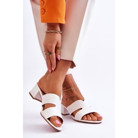 FJ1 Klassiska lädersandaler med låg klack Vit Miley 2