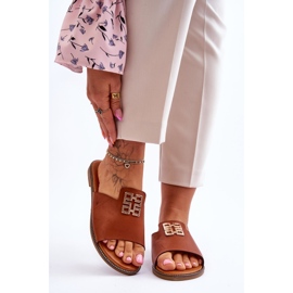 FJ1 Bekväma fashionabla tofflor för kvinnor med Camel Ayanna-dekoration brun 1