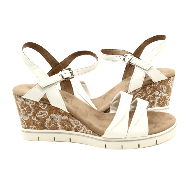 Caprice Wedge Lädersandaler 9-28710-20 160 Vit Softnap 1