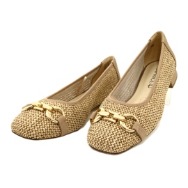 Balettlägenheter för kvinnor Caprice 9-22503-20 311 Bark Comb beige 3