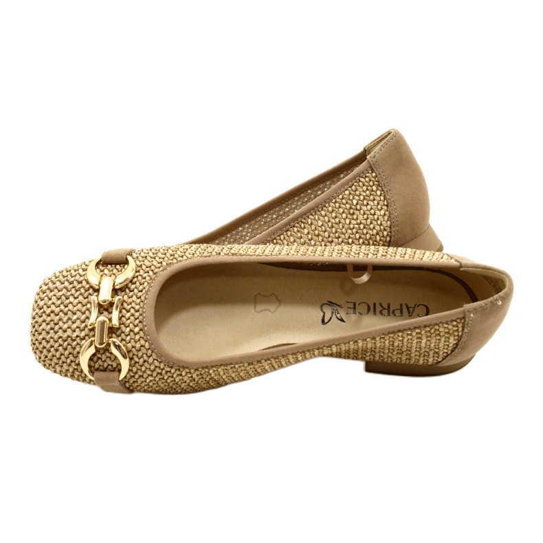 Balettlägenheter för kvinnor Caprice 9-22503-20 311 Bark Comb beige 6