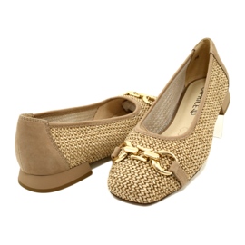 Balettlägenheter för kvinnor Caprice 9-22503-20 311 Bark Comb beige 4