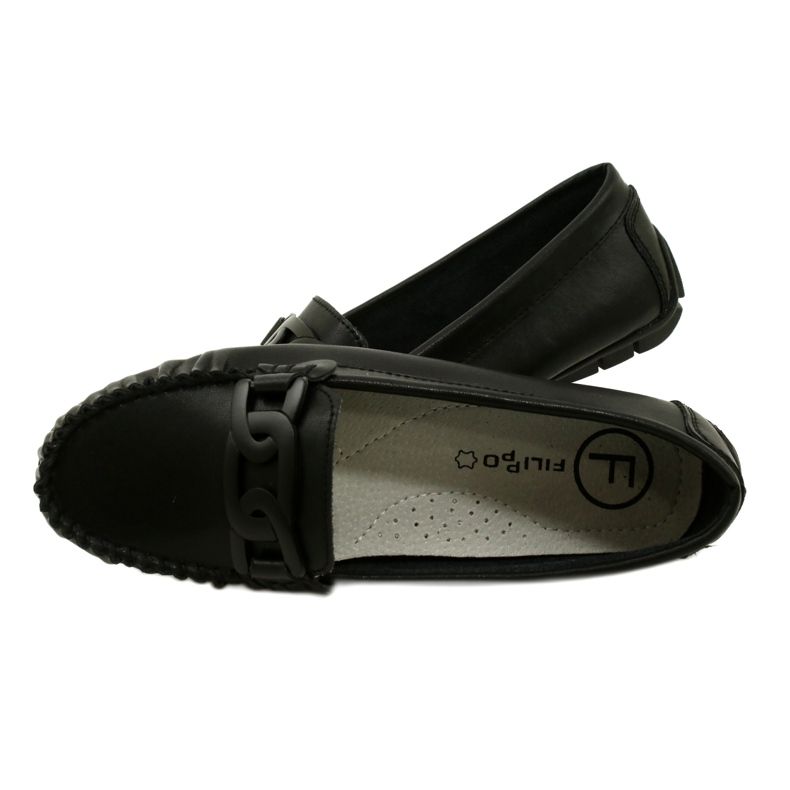 Läder Loafers för kvinnor Filippo DP4547 Svart 5
