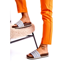 S.Barski Klassiska flip-flops damer med kedja, blå 3