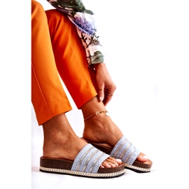 S.Barski Klassiska flip-flops damer med kedja, blå 7