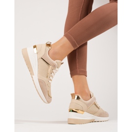 Beige Shelovet wedge sneakers för kvinnor 2