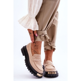 Klassiska Loafers i mocka med beige Monaro-utsmyckning 1