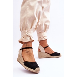 Mocka Espadrilles Wedge Sandaler Svart Cammer 2