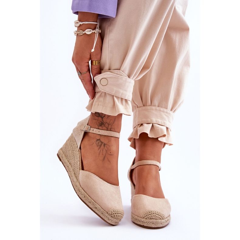 Mocka Espadrilles Wedge Sandaler Beige Cammer brun 1
