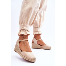 Mocka Espadrilles Wedge Sandaler Beige Cammer brun 2