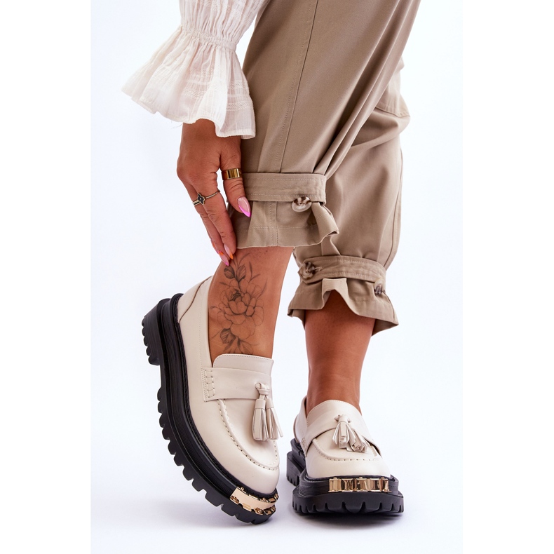 Lonisa Lonis Classic Loafers Med Tofsar Beige 1