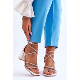 FJ1 Kvinnors lädersandaler med Cubic Zirconia Högklackat Vit Liviano 1