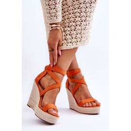 FJ1 Bekväma Orange Lemira High Wedge Sandaler 2