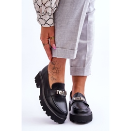 Lädermockasiner med plattformsdekoration Black Glory svart 1