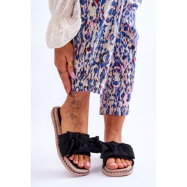 Damtofflor i mocka med rosett Svart bärnsten 1