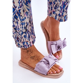 Mocka Damtofflor med rosett Lila Ambra violett 4