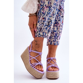 Fashionabla Nessia Wedge Wedge-sandaler med fläta purpur 1