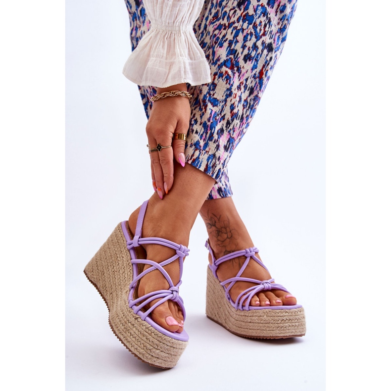 Fashionabla Nessia Wedge Wedge-sandaler med fläta purpur 2