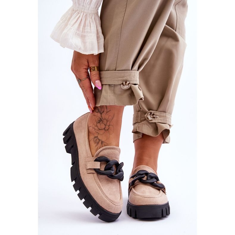 Vinceza Loafers i mocka för kvinnor Beige Bennett svart 1