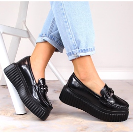 Filippo DP4450 svarta lädermockasiner på plattformen 1