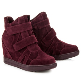 J. Star Sneakers i mocka med kardborreband röd 1