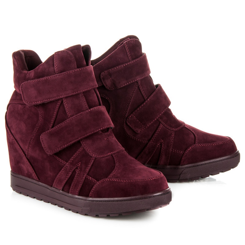 J. Star Sneakers i mocka med kardborreband röd 1