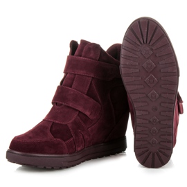 J. Star Sneakers i mocka med kardborreband röd 2