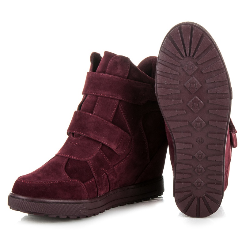 J. Star Sneakers i mocka med kardborreband röd 2